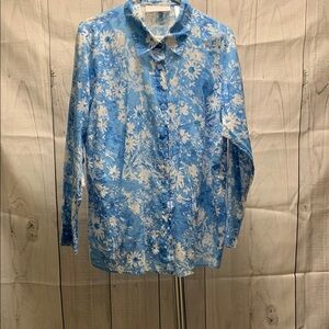 Liz Claiborne Blue & Pink Floral Blouses lot of 2